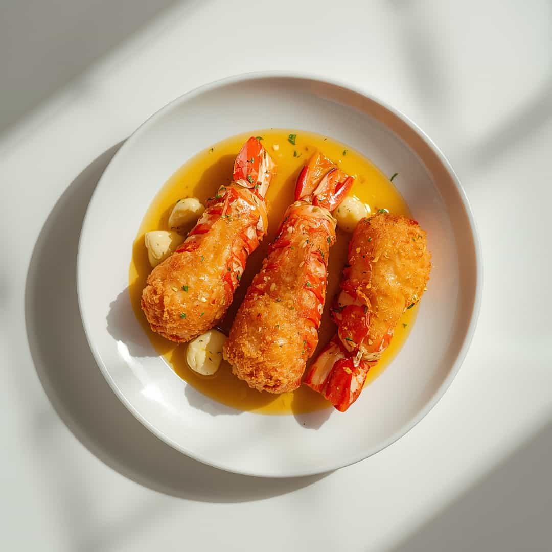 Fried Lobster Tails Garlic Butter Sauce 2 Fried Lobster Tails Garlic Butter Sauce