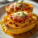 Garlic Parmesan Stuffed Spaghetti Squash