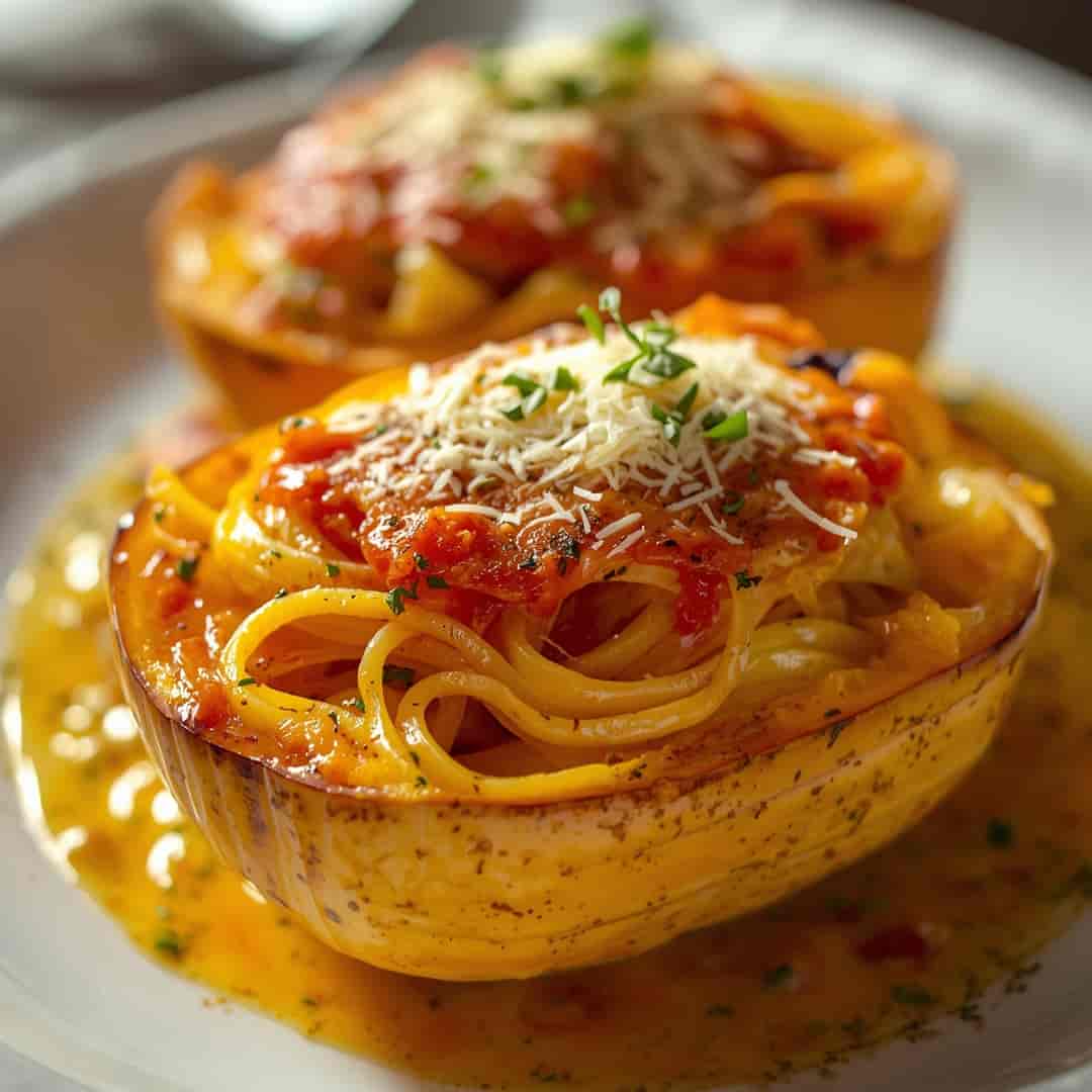 Garlic Parmesan Stuffed Spaghetti Squash