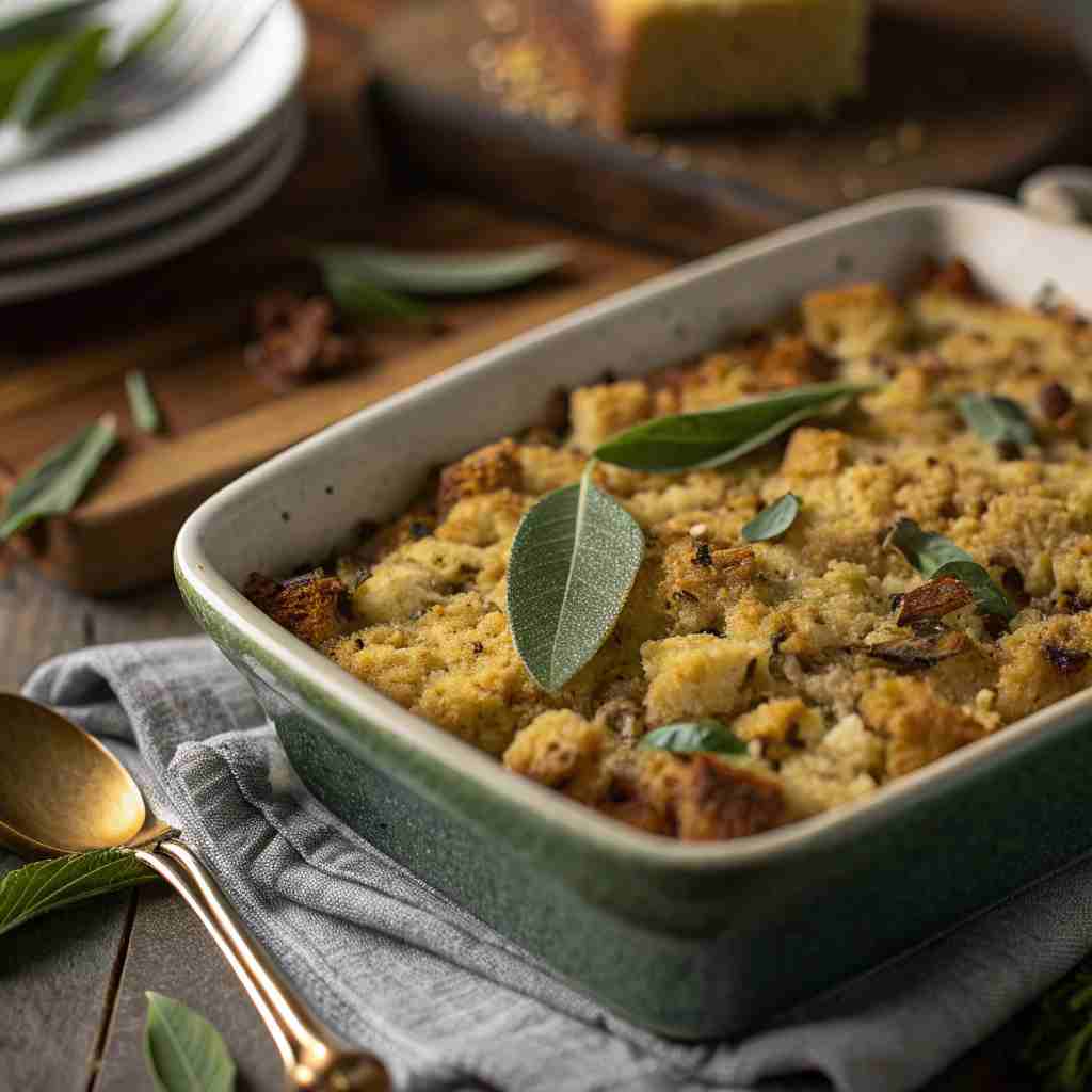 Gluten-Free Cornbread Dressing with Fresh Sage