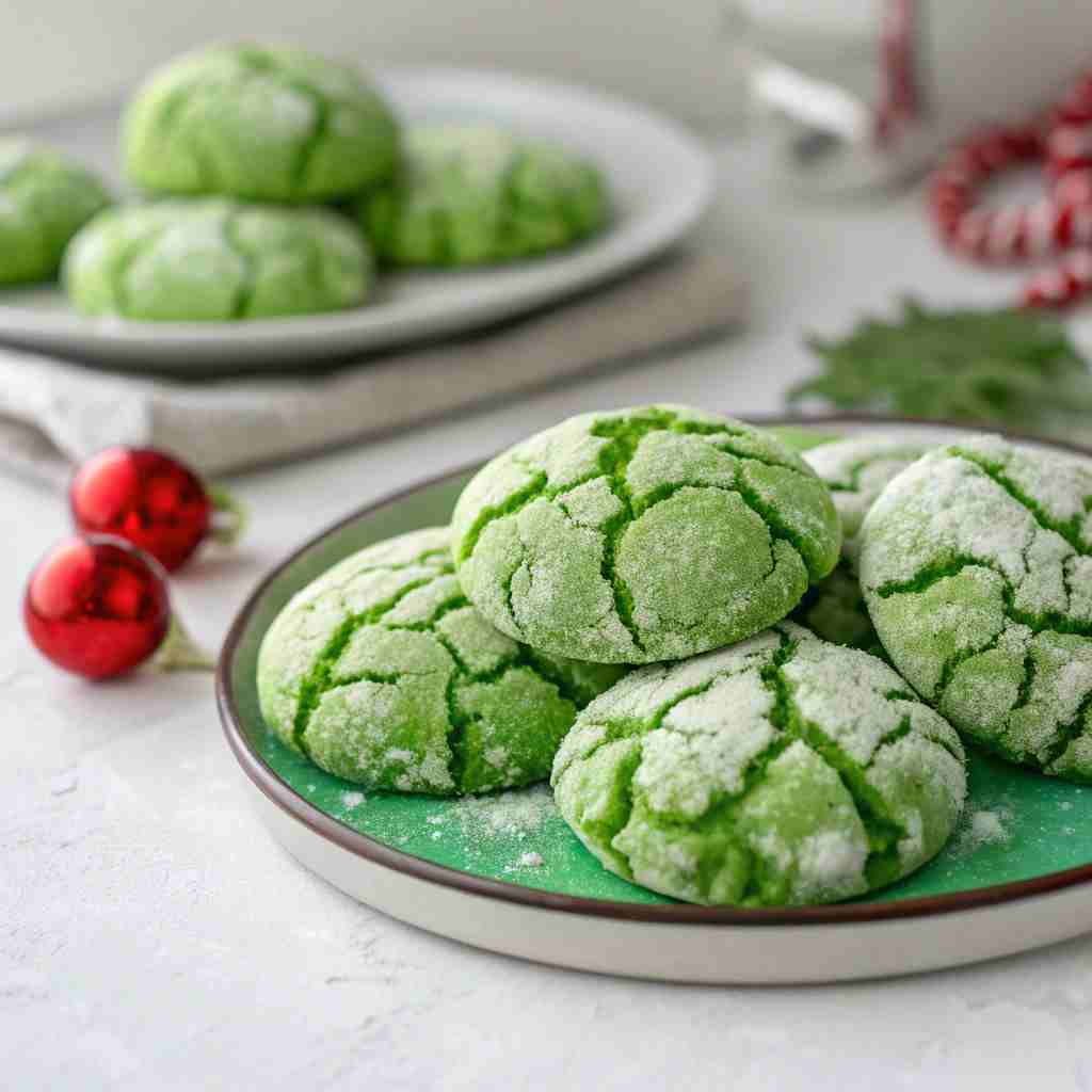 Grinch Crinkle Cookies