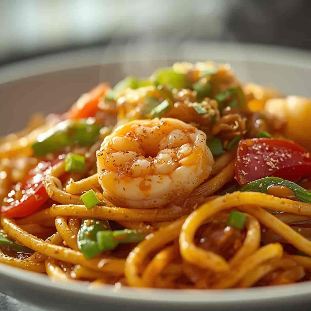 High-Protein Shrimp Stir Fry with Noodles