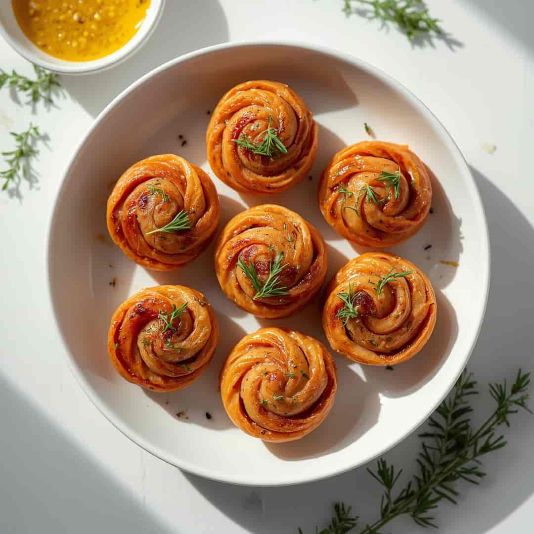 Mustard Hasselback Kielbasa Bites