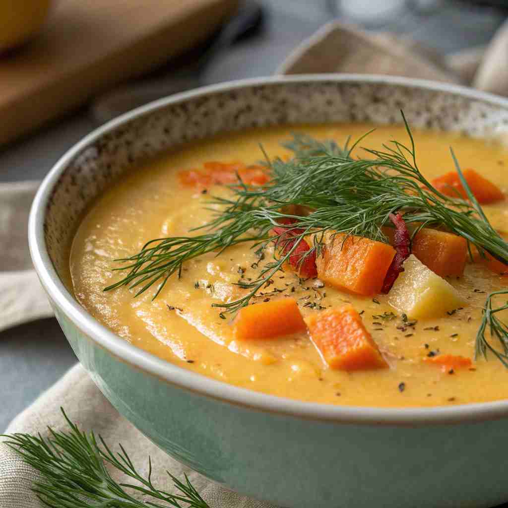 Potato & Carrot Soup with Fresh Dill - Light Vegetarian Recipe 1 Potato & Carrot Soup with Fresh Dill
