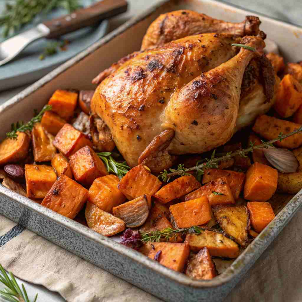 Roasted Chicken and Sweet Potatoes