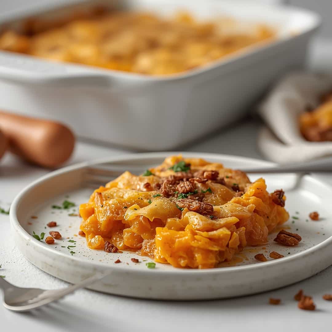 Scalloped Sweet Potato Casserole with Brown Sugar