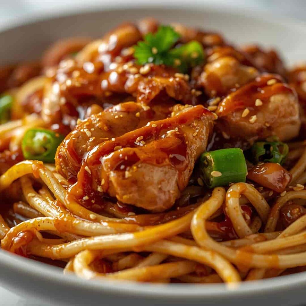 Sticky Garlic Chicken Noodles