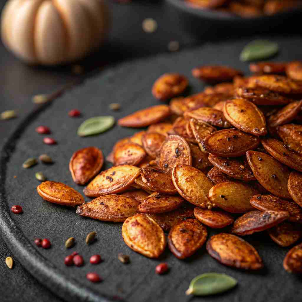 Sweet and Spicy Roasted Pumpkin Seeds - Maple Cayenne Recipe 1 Sweet and Spicy Roasted Pumpkin Seeds