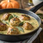Pumpkin Chicken Meatballs in Sage Cream Sauce