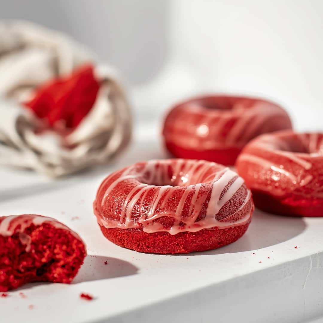 Baked Red Velvet Donuts 2 Baked Red Velvet Donuts