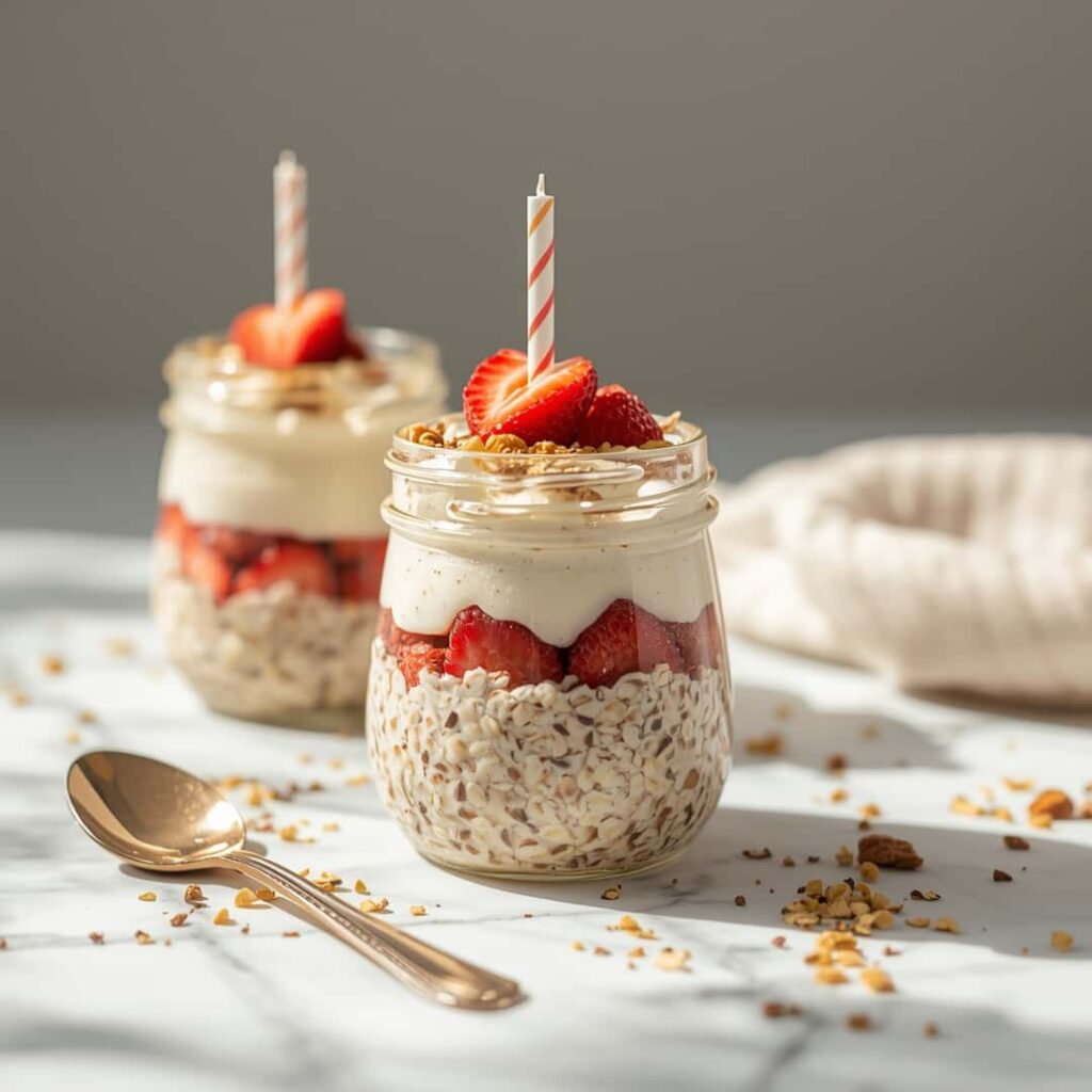 Birthday Cake Overnight Oats Dessert
