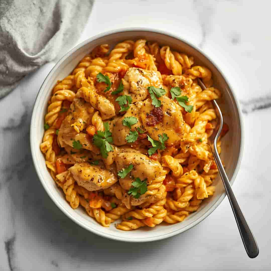 Cheesy Cajun Garlic Chicken Rotini Skillet