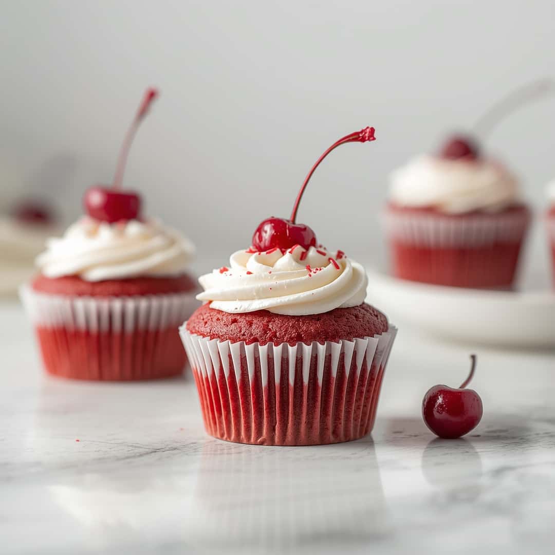 Cherry Red Velvet Cupcakes 2 Cherry Red Velvet Cupcakes