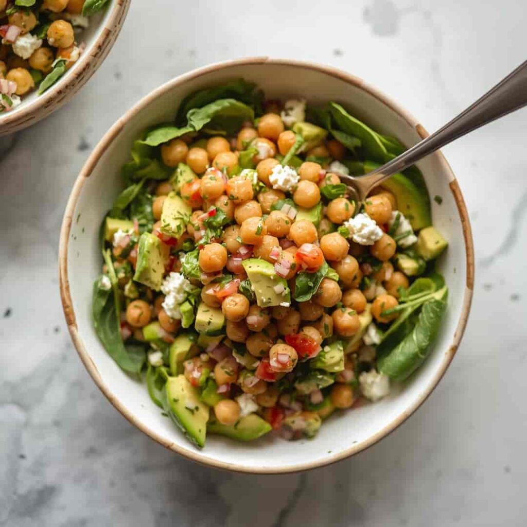 Chickpea Feta Avocado Salad