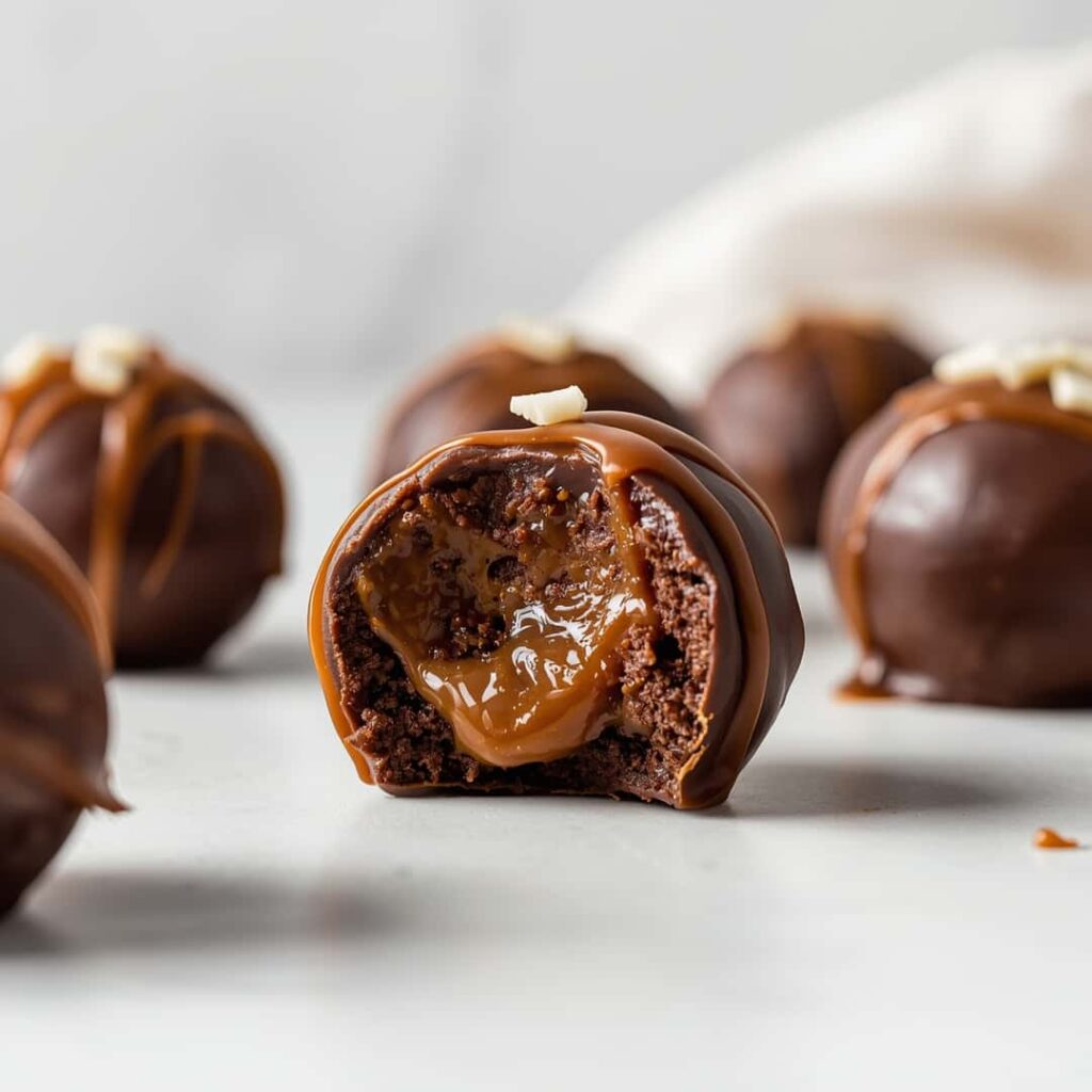 Chocolate Caramel Fudge Footballs