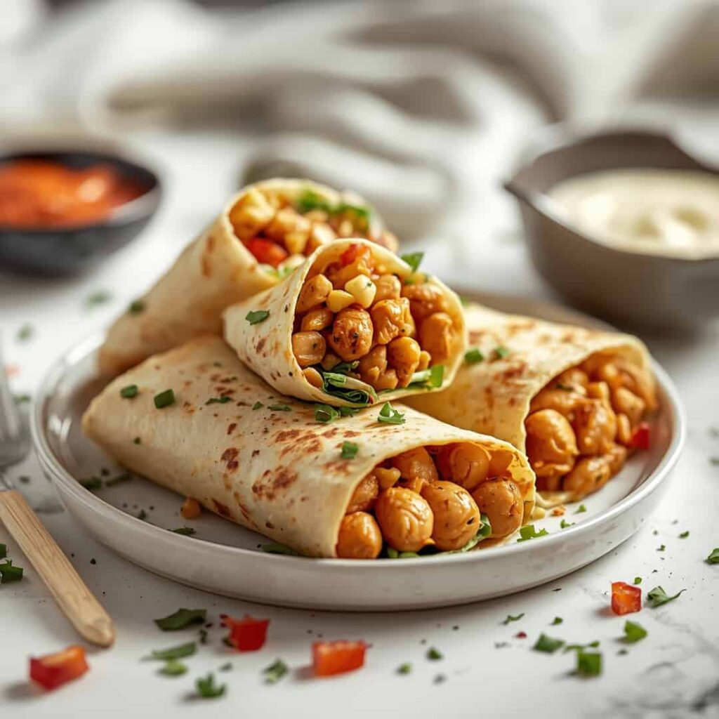 Cozy Cheesy Garlic Chicken Wraps