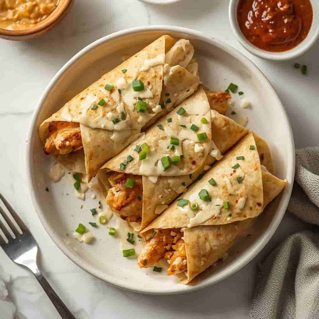 Cozy Cheesy Garlic Chicken Wraps