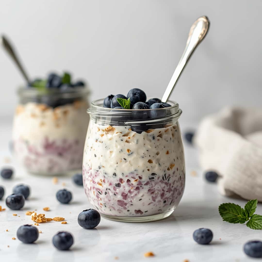 Creamy Blueberry Cottage Cheese Overnight Oats