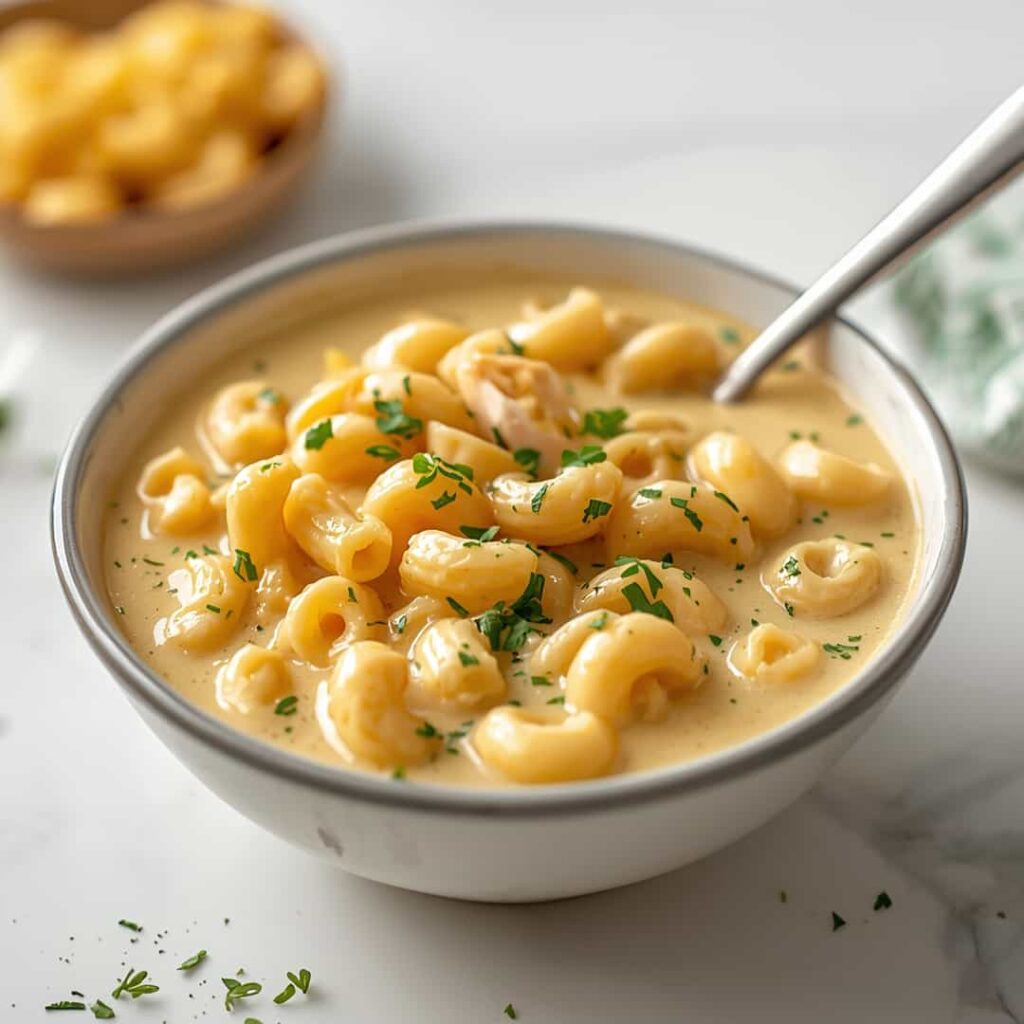 Creamy Chicken Macaroni Cheese Soup Yum