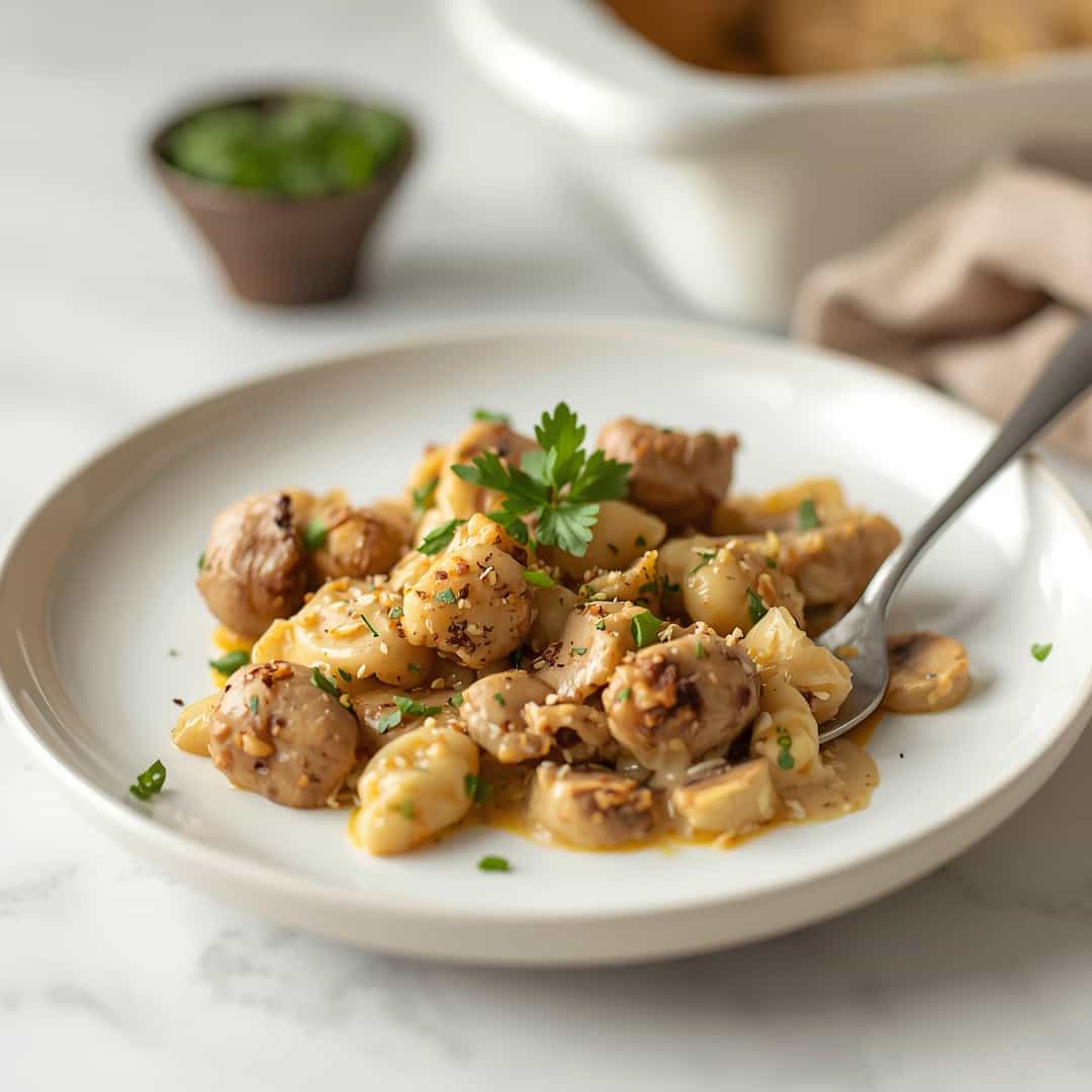 Creamy Keto Chicken Mushroom Casserole 2 Creamy Keto Chicken Mushroom Casserole