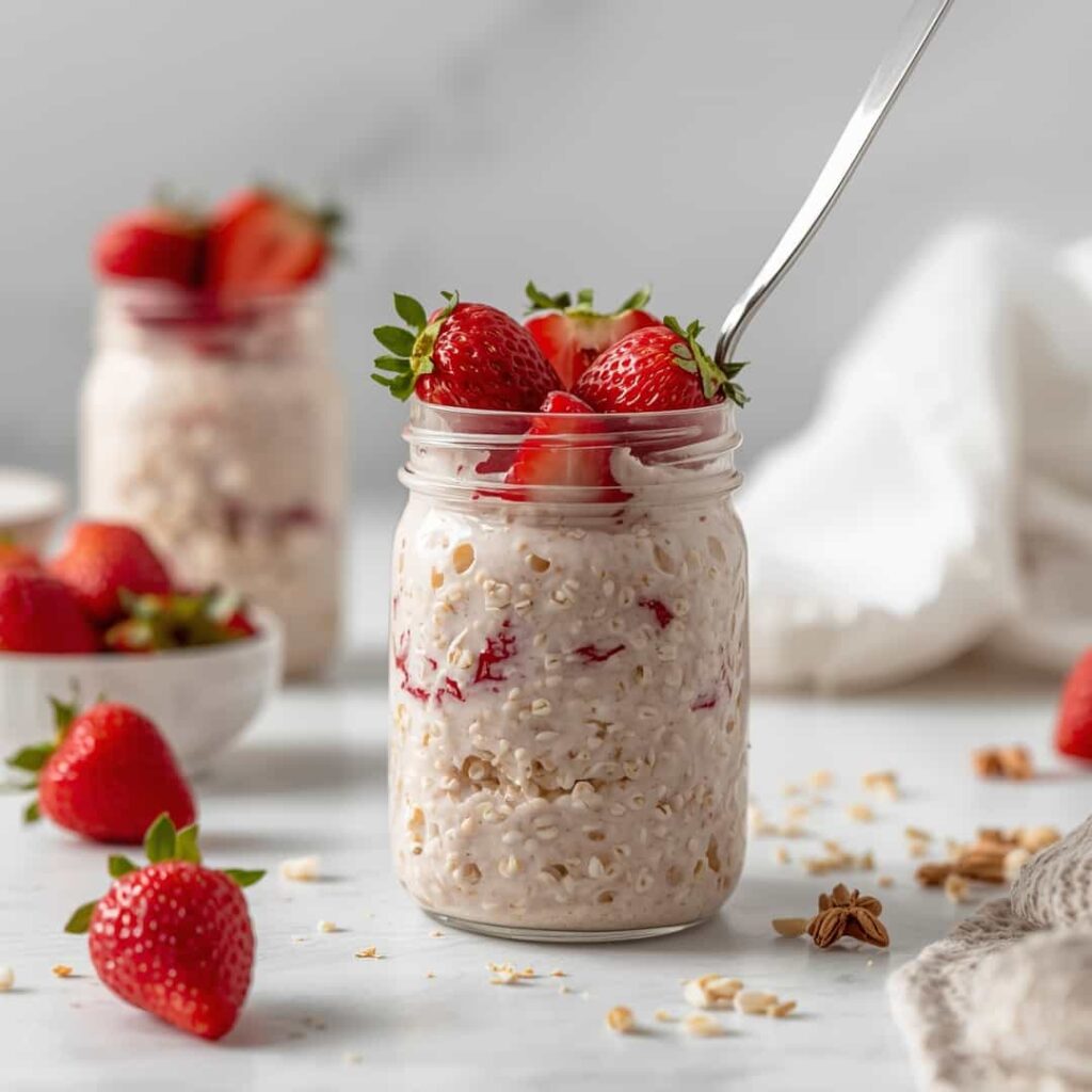 Creamy Strawberries Cream Overnight Oats