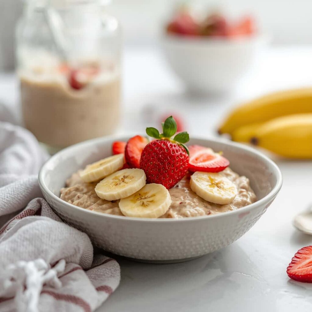 Creamy Strawberry Banana Overnight Oats