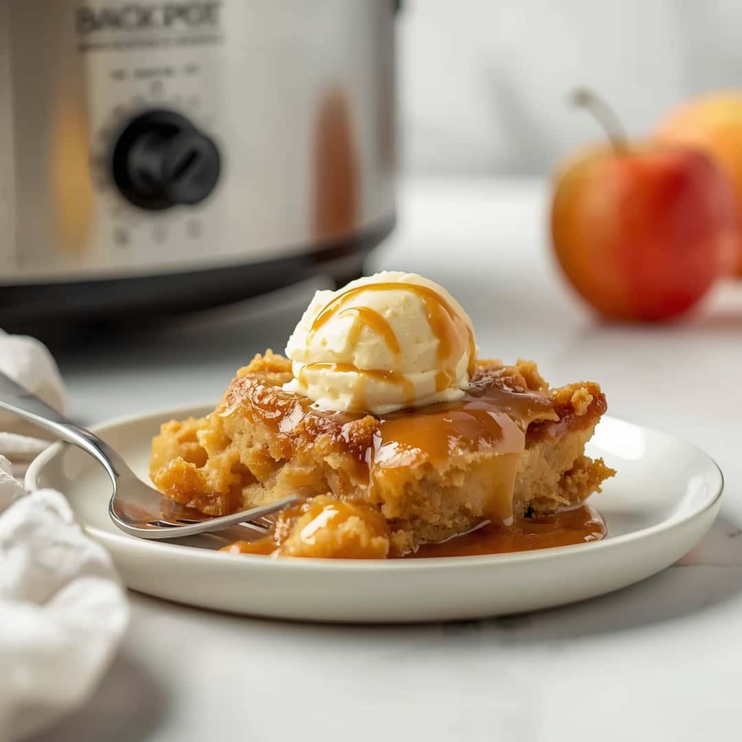 Crockpot Caramel Apple Dump Cake