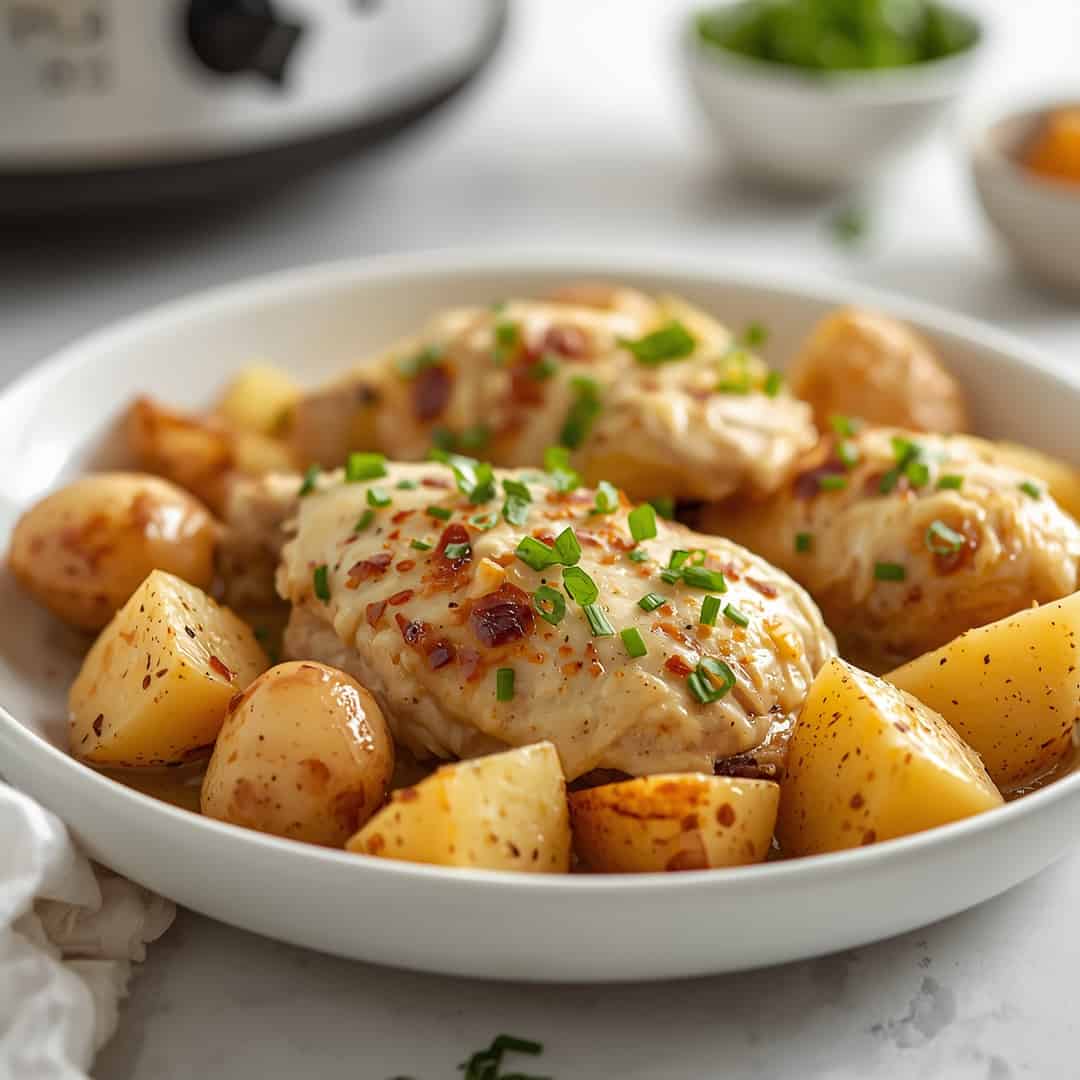 Crockpot Garlic Parmesan Chicken and Potatoes