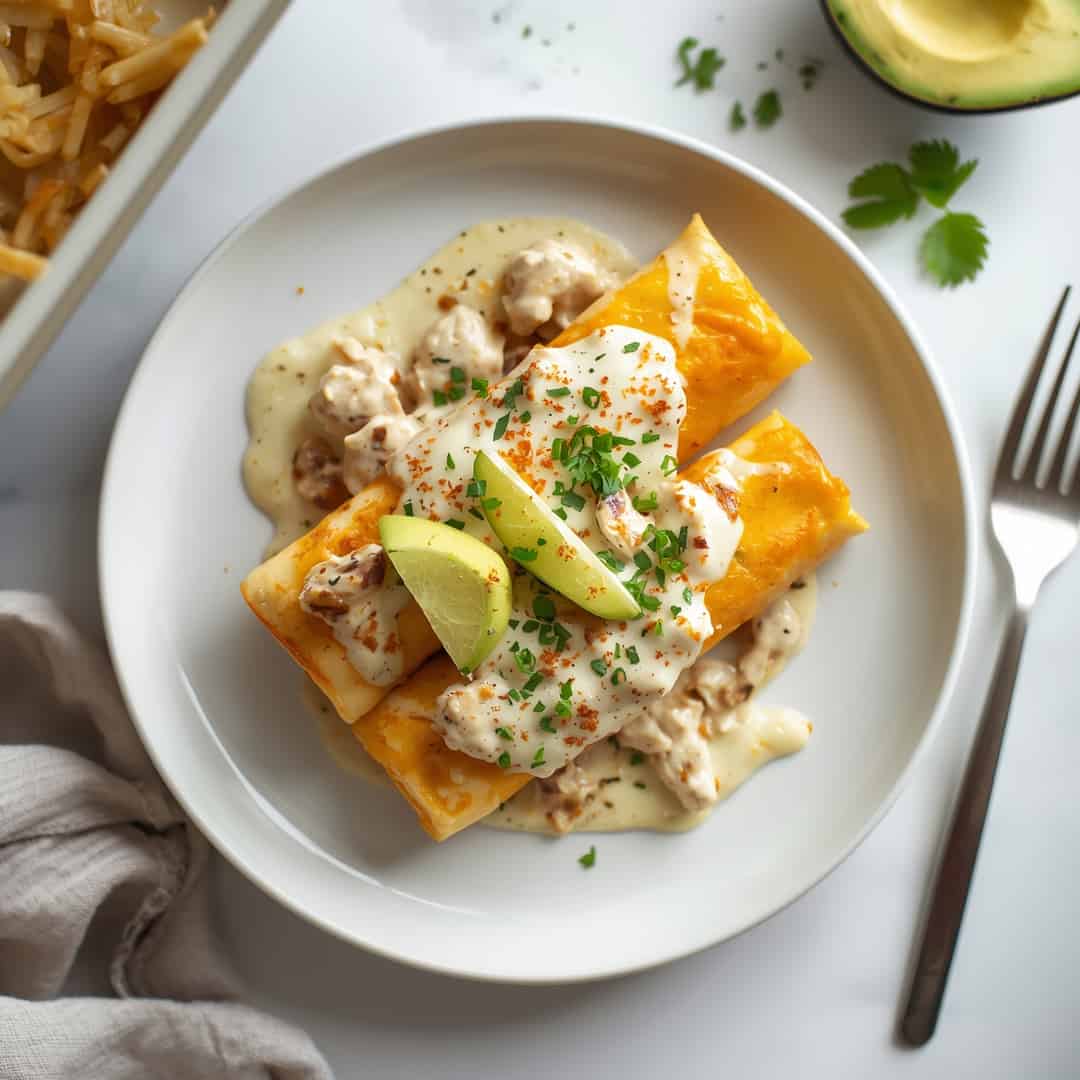 Easy Creamy White Chicken Enchiladas