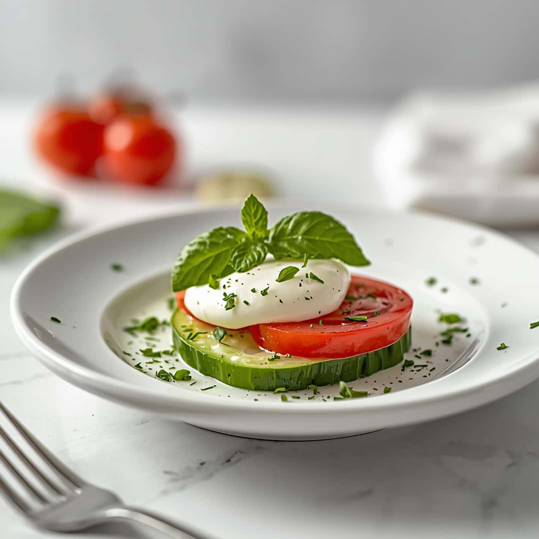 Easy Cucumber Caprese Salad 2 Easy Cucumber Caprese Salad