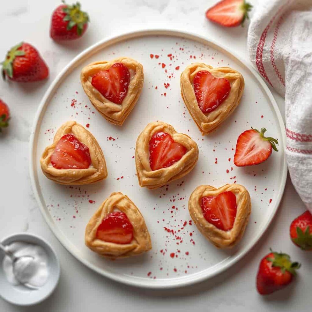 Easy Puff Pastry Strawberry Hearts