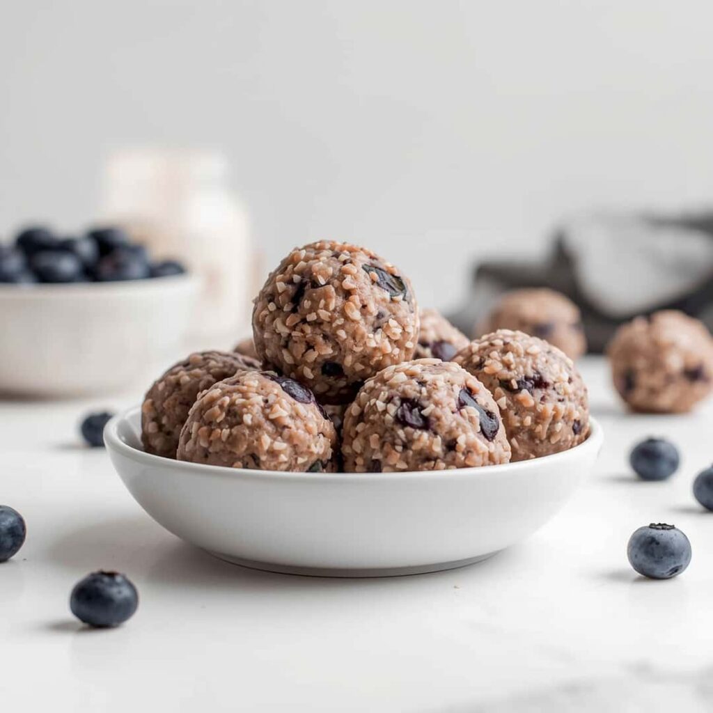Fluffy Blueberry Protein Balls