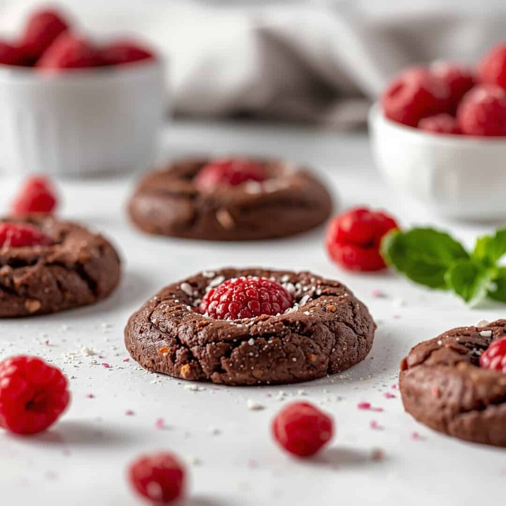 Fudgy Chocolate Raspberry Cookies