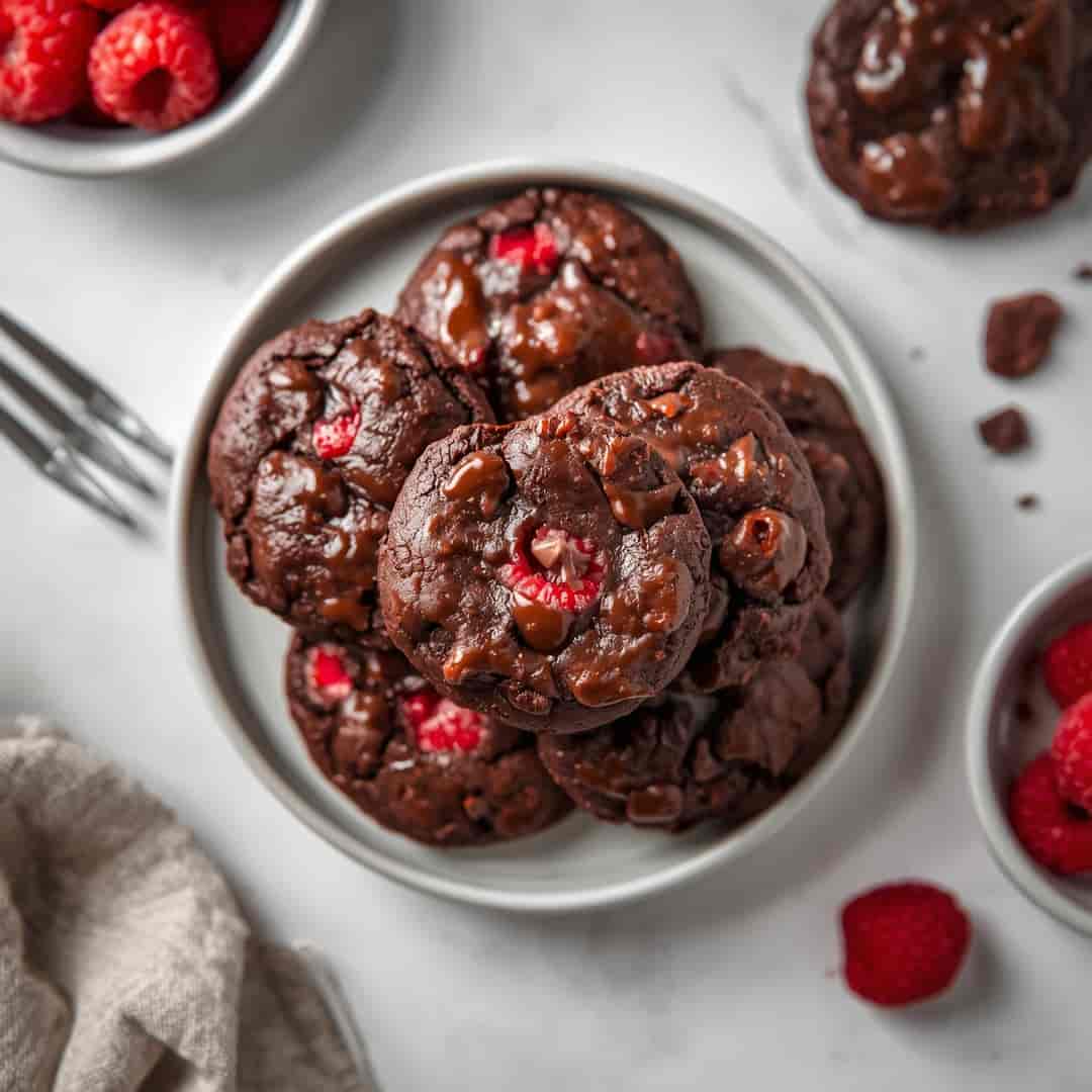 Fudgy Raspberry Chocolate Cookies