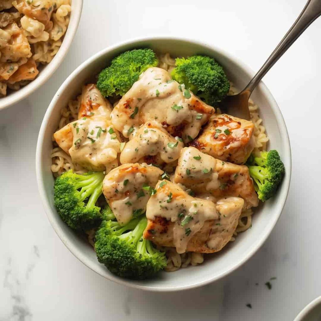 Grilled Chicken Broccoli Bowls Creamy Garlic