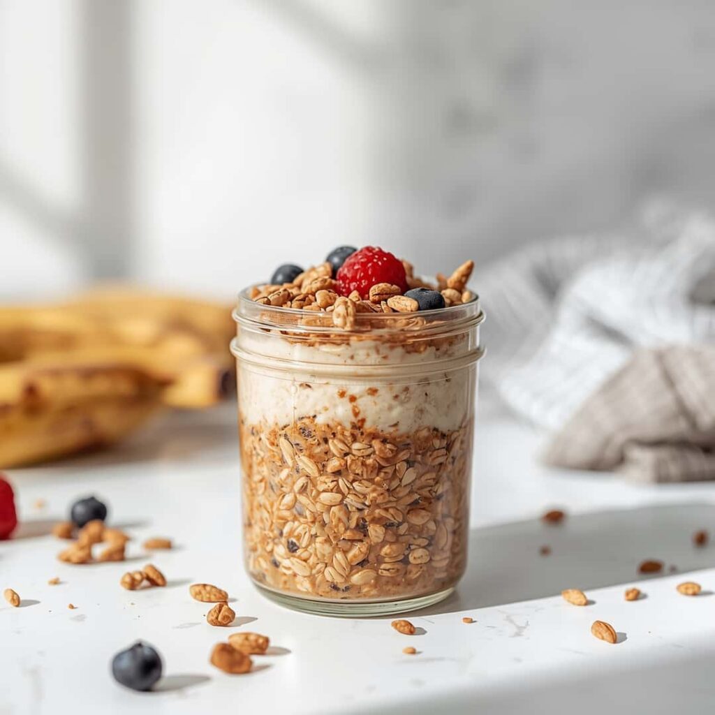 Healthy Banana Bread Overnight Oats