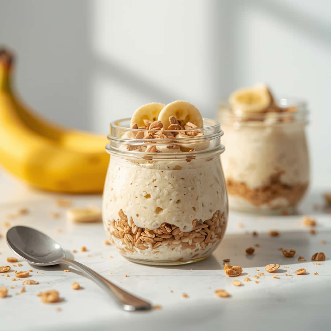 Healthy Banana Cream Pie Overnight Oats Dessertt