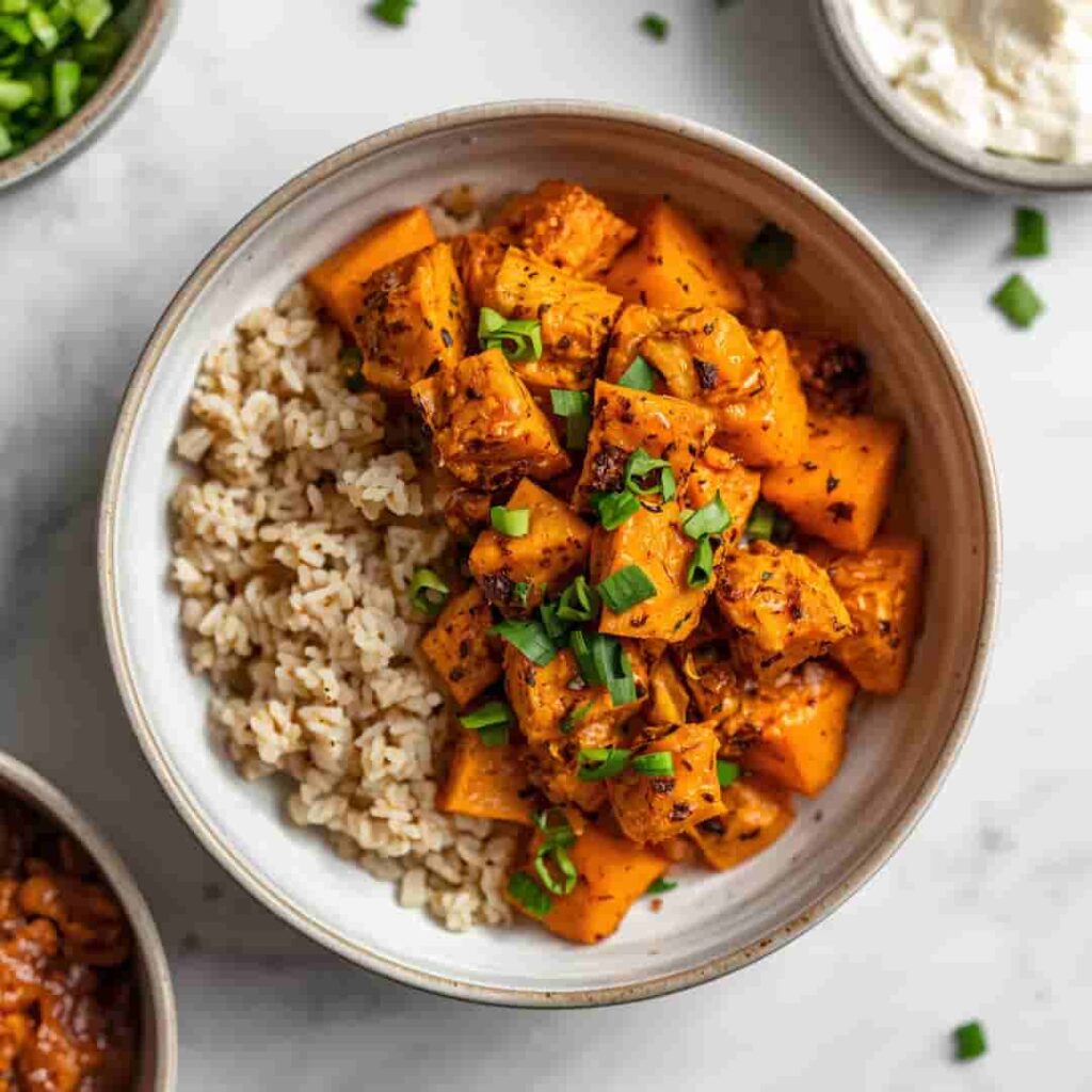 Healthy Chicken Sweet Potato Rice Bowl