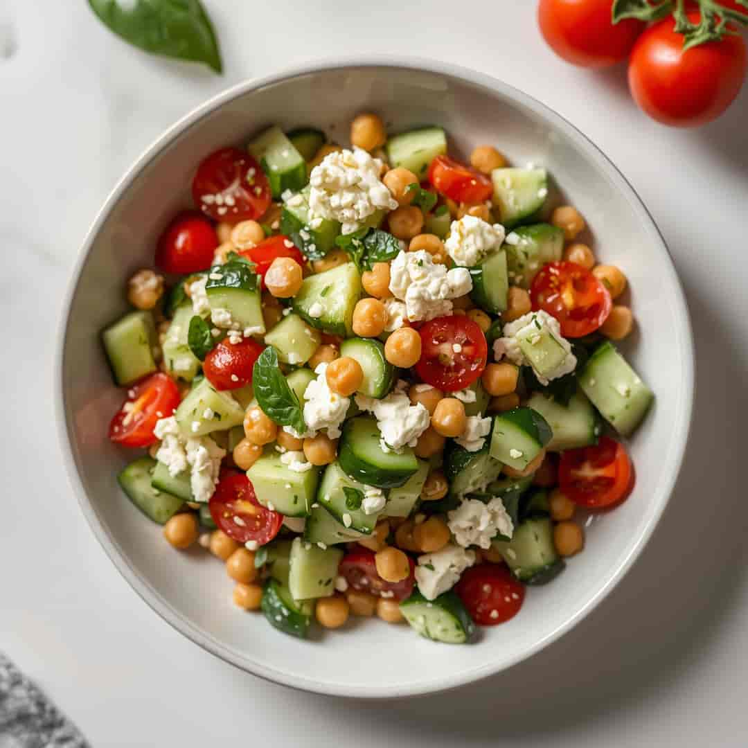 Healthy Chickpea Cucumber Salad Feta