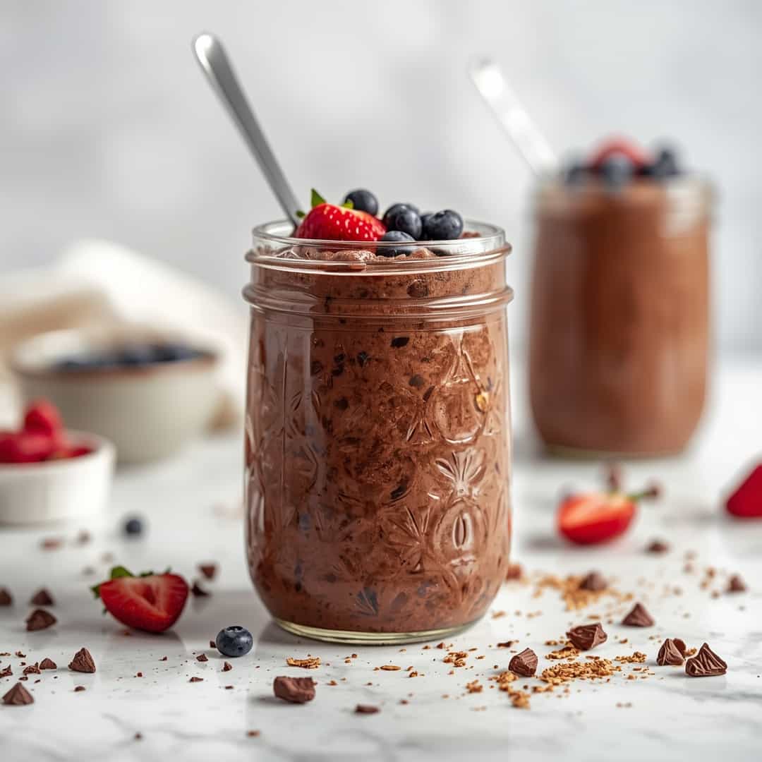 High Protein Chocolate Overnight Oats 2 High Protein Chocolate Overnight Oats