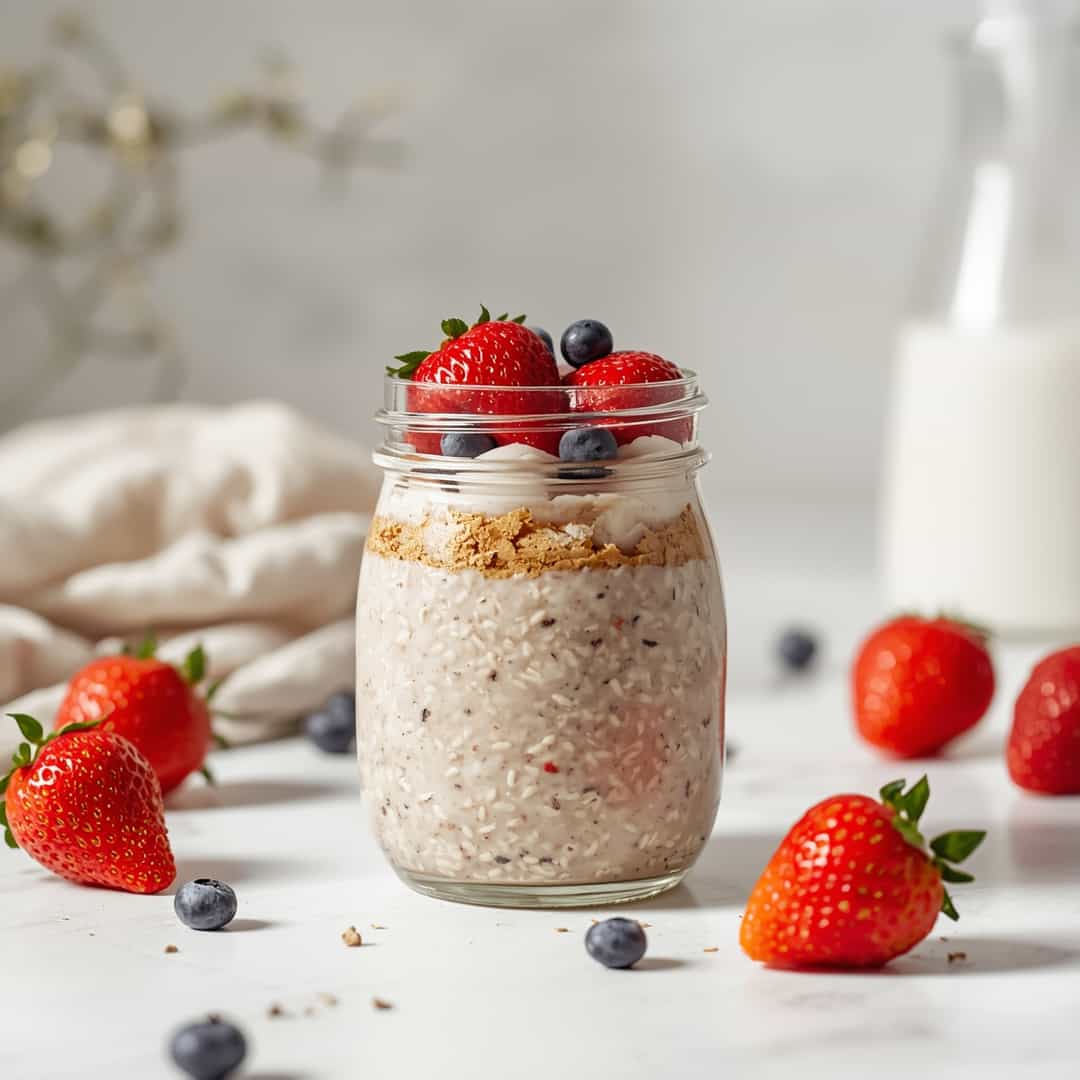 High-Protein Strawberry Overnight Oats