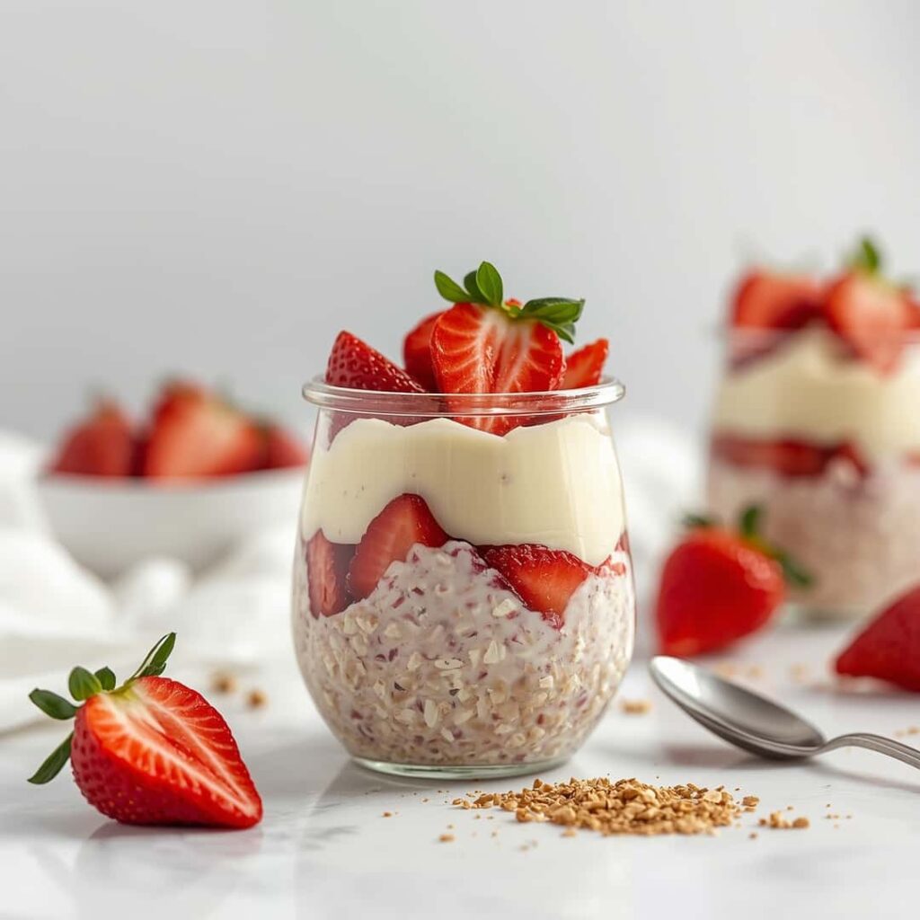 Mouthwatering Strawberry Cheesecake Overnight Oats