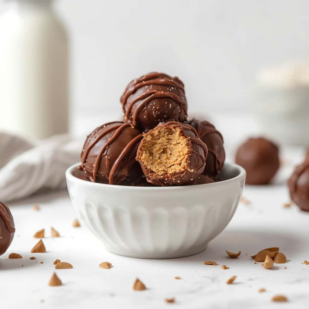 No-Bake Chocolate Peanut Butter Protein Balls