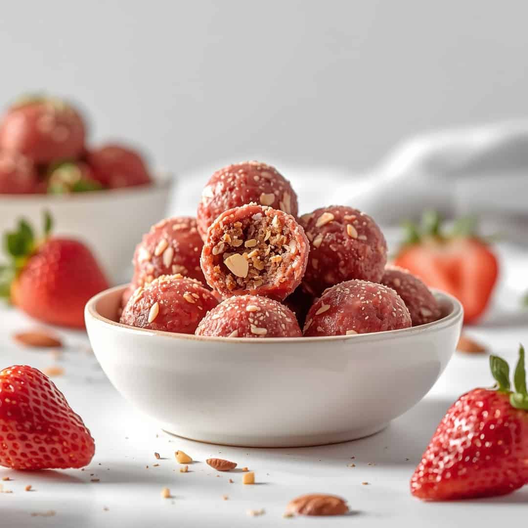 No Bake Strawberry Almond Energy Balls