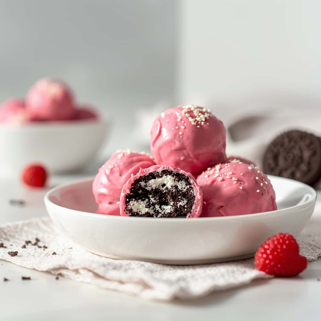 Oreo Truffle Balls with Pink Coating