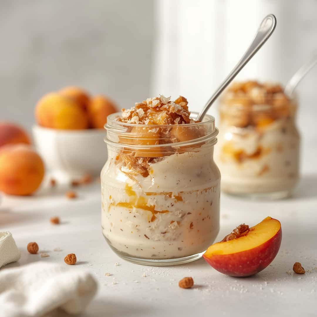 Overnight Peach Cobbler Oatmeal 2 Overnight Peach Cobbler Oatmeal