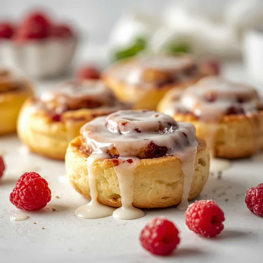 Raspberry Cinnamon Rolls with Lemon Glaze