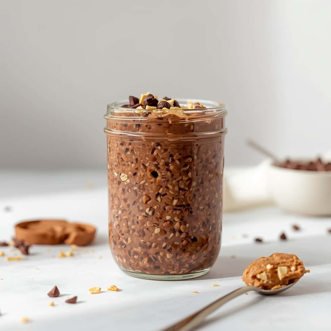 Rich Satisfying Chocolate Peanut Butter Overnight Oats