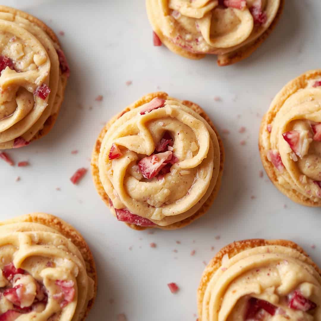 Soft Strawberry Cake Mix Sandwich Cookies