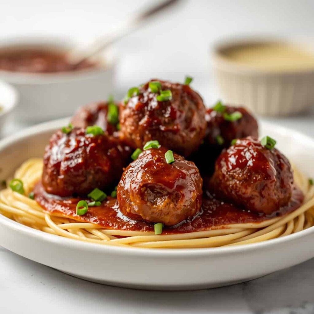 Sticky BBQ Slow Cooker Meatballs